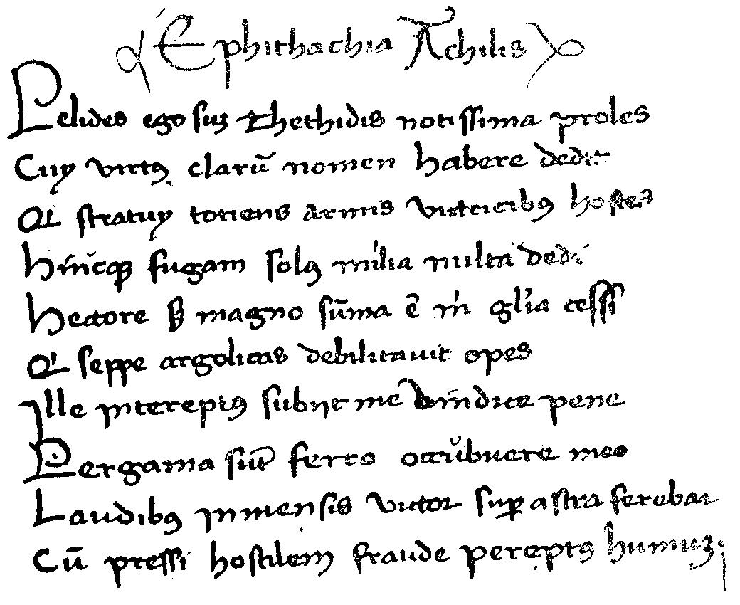 Manuscrito del "Epitafio de Aquiles"